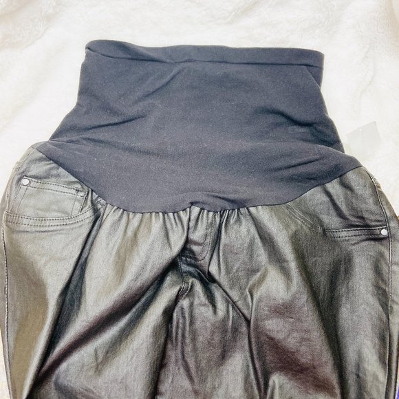 Motherhood Maternity Indigo Blue Coated Skinny Leg Ankle Jeans Black Lar… - Picture 7 of 10